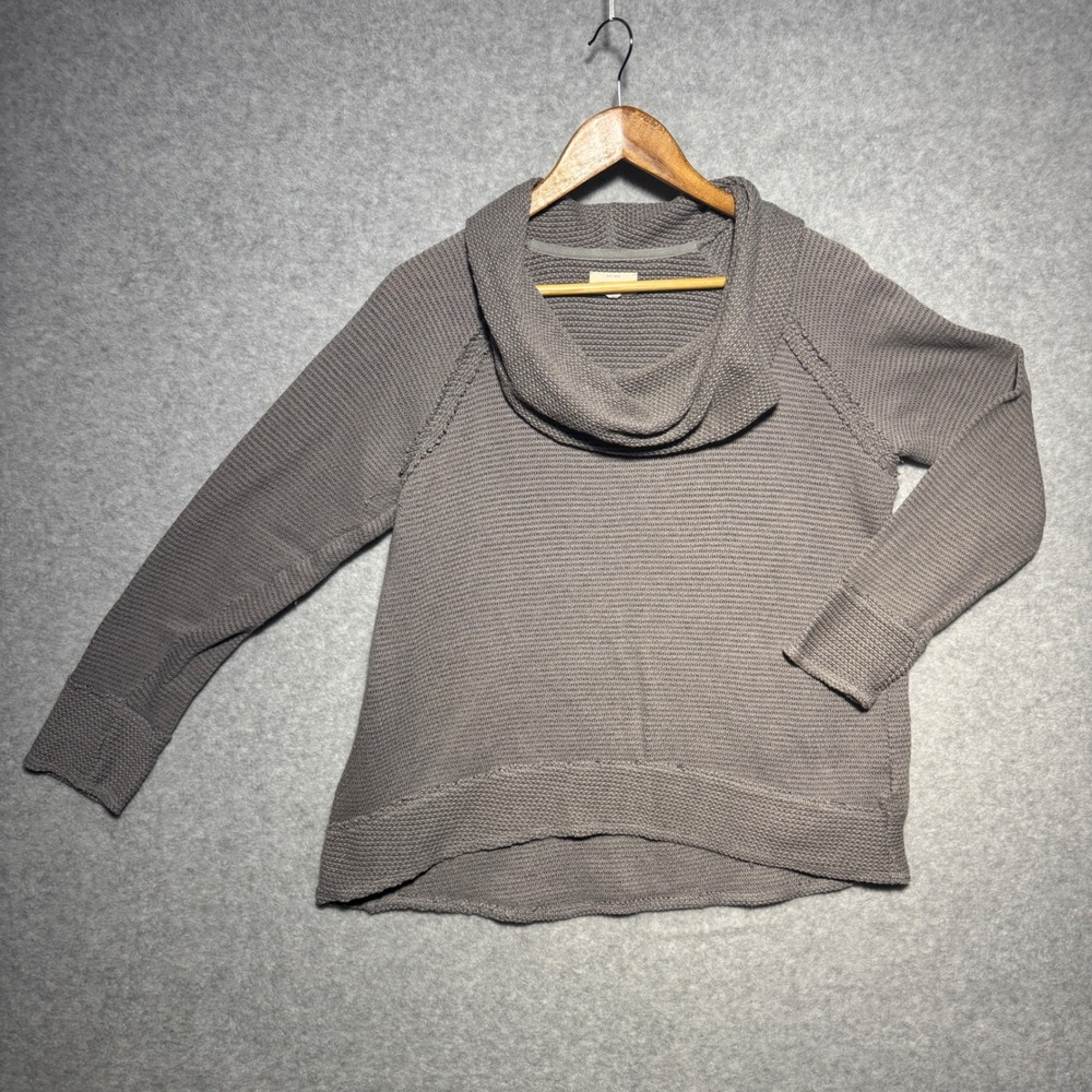 Lucky Brand Womens Gray Cowl Neck Knit Pullover Sweater Size Large Cotton Blend